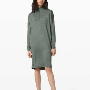 LULULEMON Lab Vindur wool blend long sleeve mock neck relaxed fit green dress